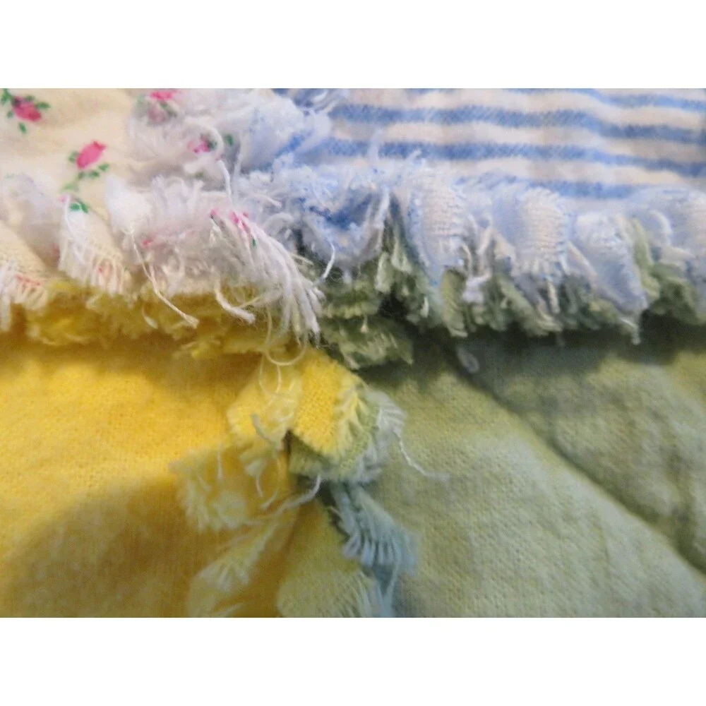 Flannel Rag Quilt With Batting, 50 X 44, Floral Scrappy Rag Quilt Throw